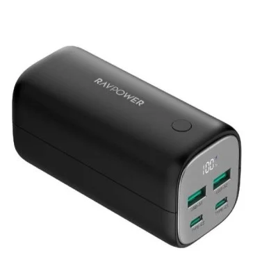 Rav Power 20000Mah Gan Pd65W 4-Port Portable Charger  Offline Black